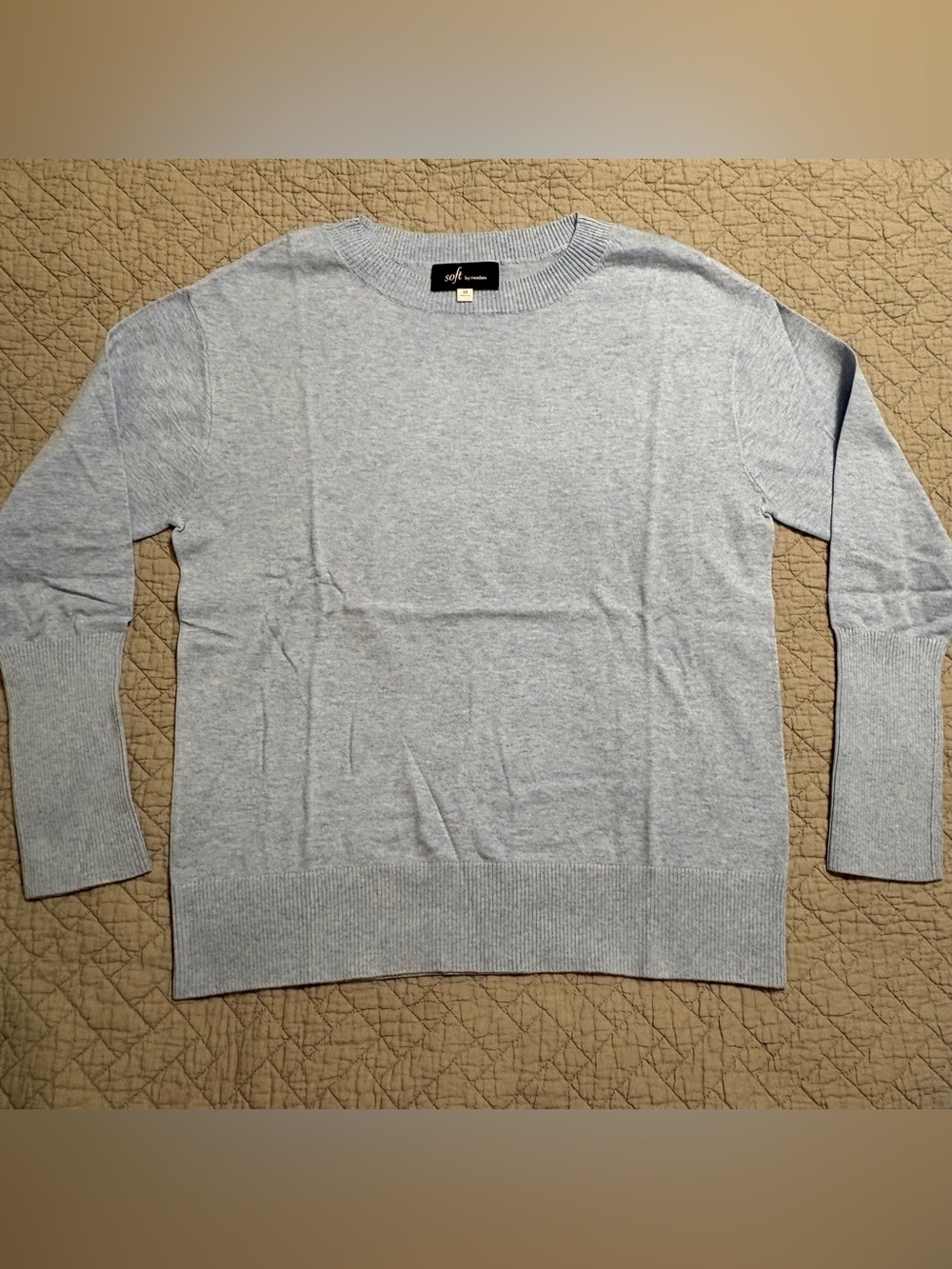 Soft By Naadam Crewneck Sweater Blue Cotton Cashmere Long Sleeve Pullover XS